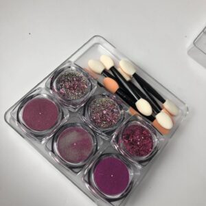 Rózsaszín/lila díszítőpor 6db/készlet